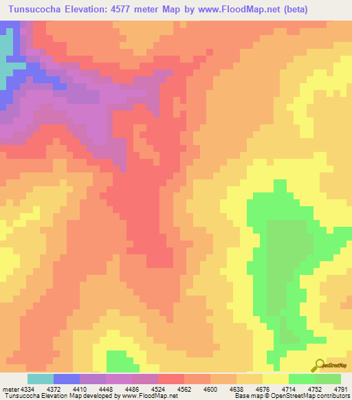 Tunsucocha,Peru Elevation Map