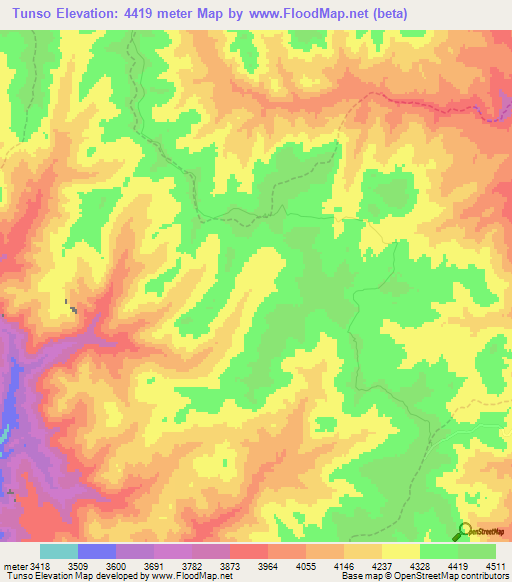 Tunso,Peru Elevation Map