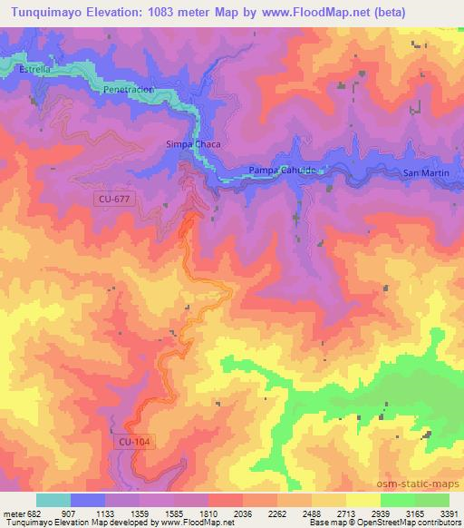 Tunquimayo,Peru Elevation Map