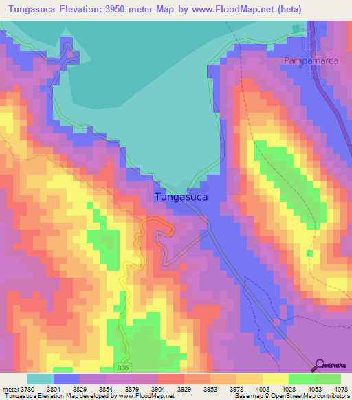 Tungasuca,Peru Elevation Map