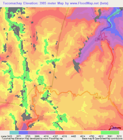Tucomachay,Peru Elevation Map