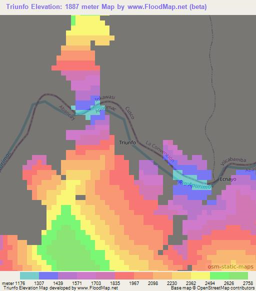 Triunfo,Peru Elevation Map