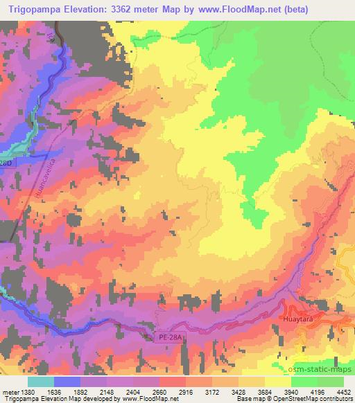 Trigopampa,Peru Elevation Map