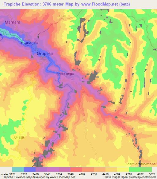 Trapiche,Peru Elevation Map