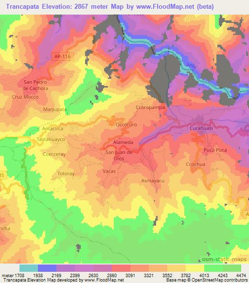 Trancapata,Peru Elevation Map