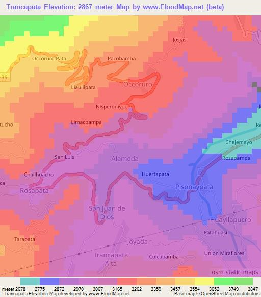 Trancapata,Peru Elevation Map