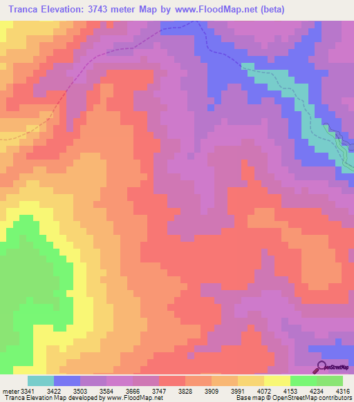 Tranca,Peru Elevation Map
