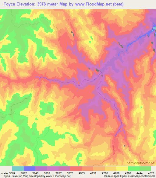 Toyca,Peru Elevation Map
