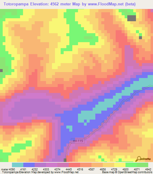 Totoropampa,Peru Elevation Map
