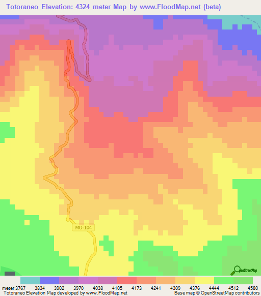 Totoraneo,Peru Elevation Map