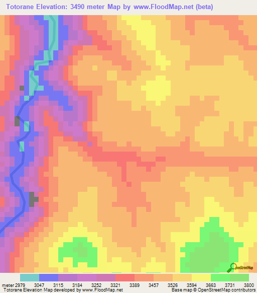 Totorane,Peru Elevation Map
