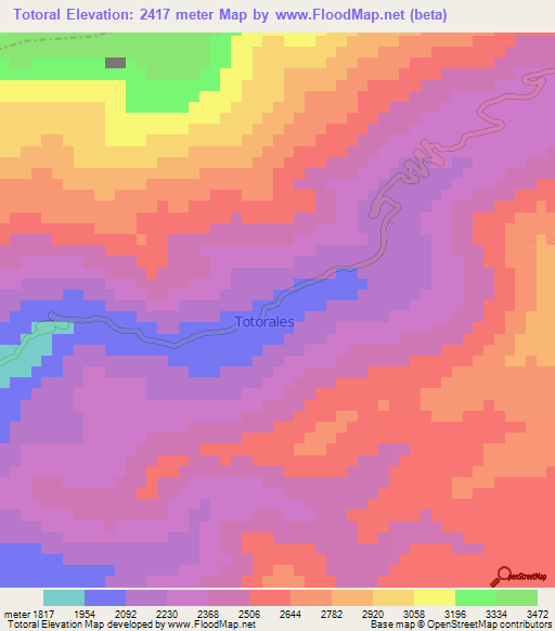 Totoral,Peru Elevation Map