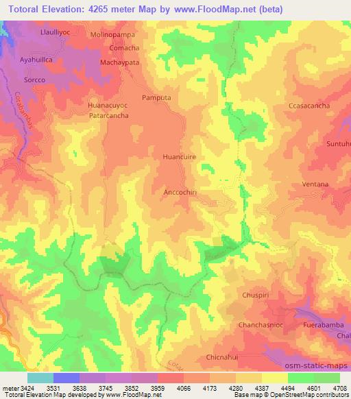 Totoral,Peru Elevation Map