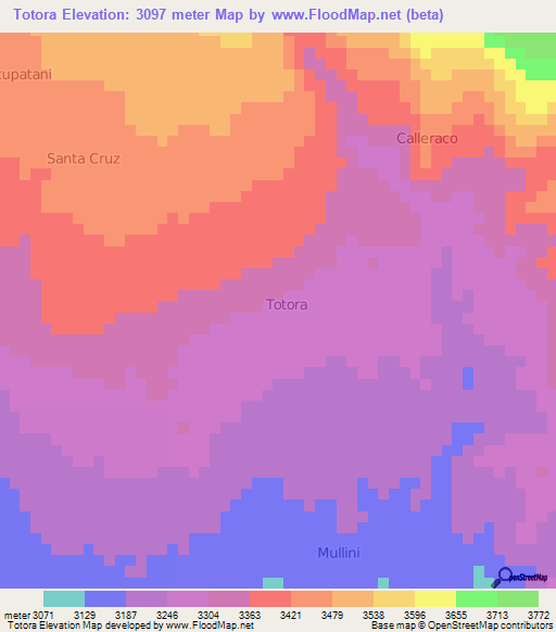 Totora,Peru Elevation Map
