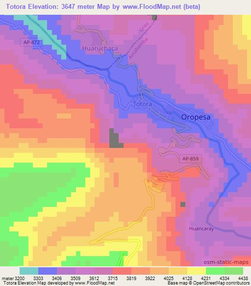 Totora,Peru Elevation Map