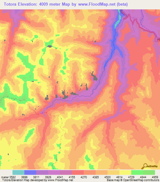 Totora,Peru Elevation Map