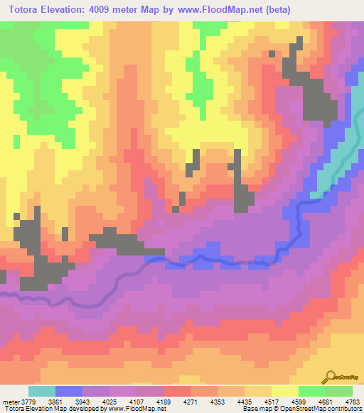 Totora,Peru Elevation Map