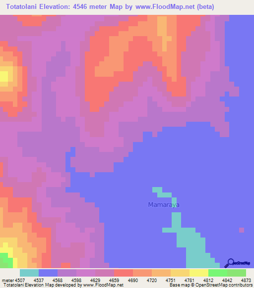 Totatolani,Peru Elevation Map