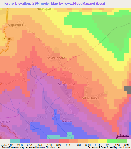 Toruro,Peru Elevation Map