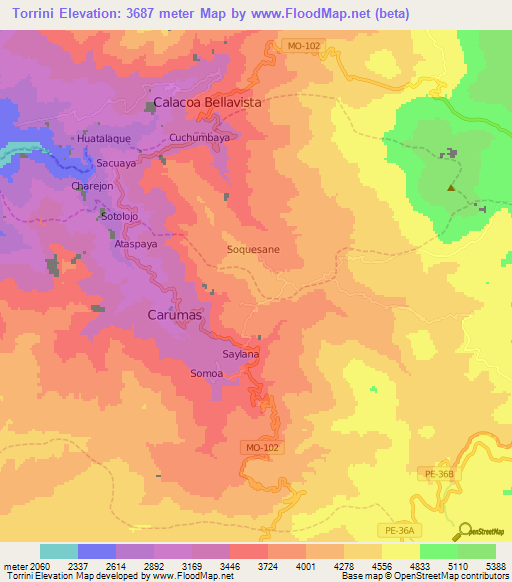 Torrini,Peru Elevation Map
