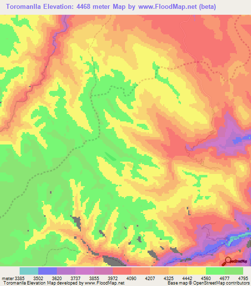 Toromanlla,Peru Elevation Map
