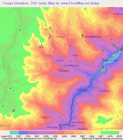 Toraya,Peru Elevation Map