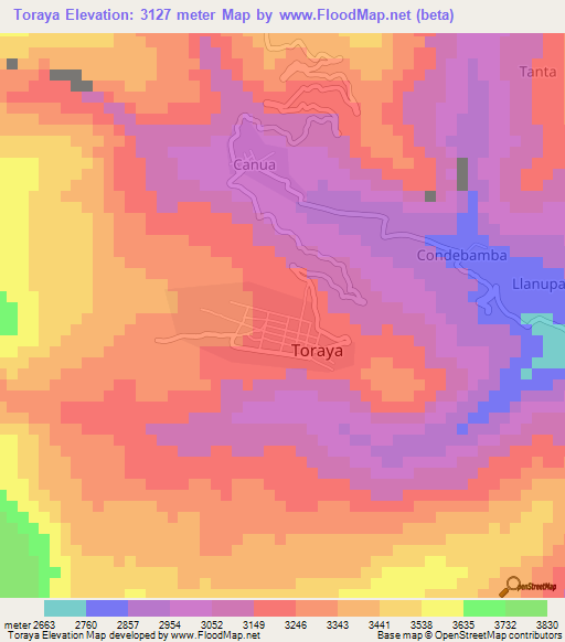 Toraya,Peru Elevation Map