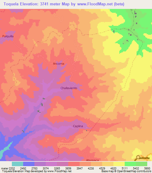Toquela,Peru Elevation Map