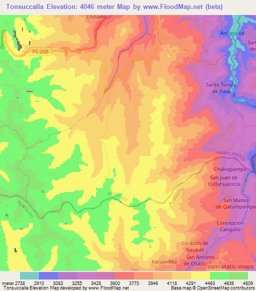 Tonsuccalla,Peru Elevation Map