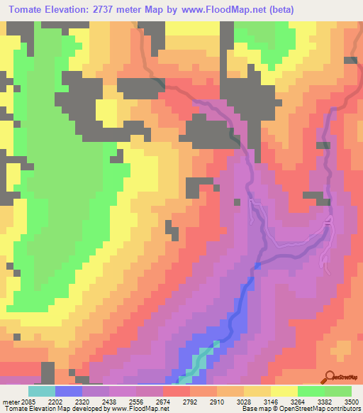 Tomate,Peru Elevation Map