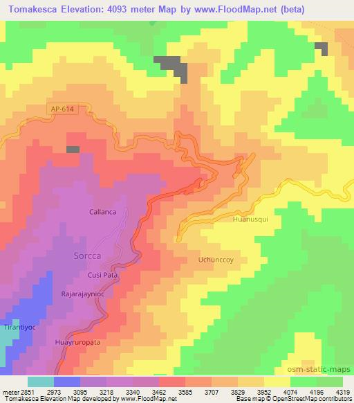 Tomakesca,Peru Elevation Map