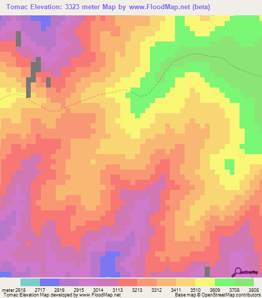 Tomac,Peru Elevation Map