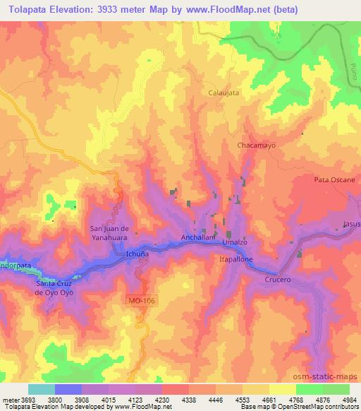 Tolapata,Peru Elevation Map