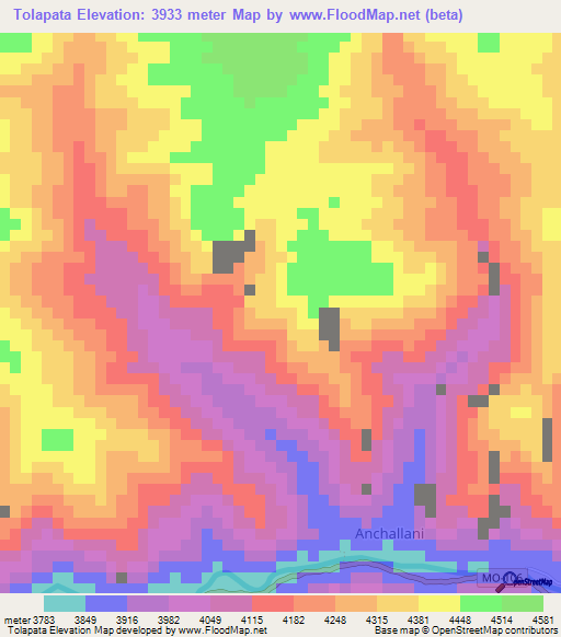 Tolapata,Peru Elevation Map