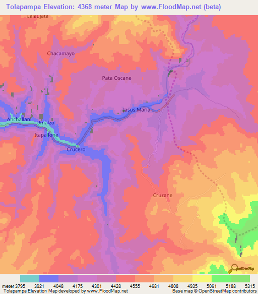 Tolapampa,Peru Elevation Map