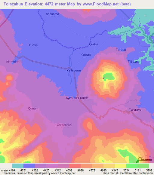 Tolacahua,Peru Elevation Map