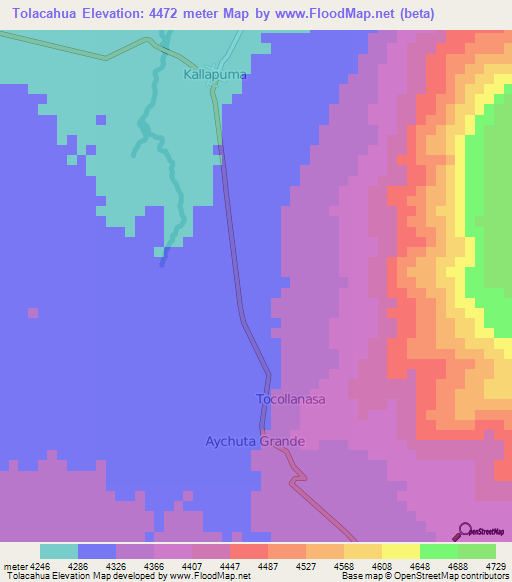 Tolacahua,Peru Elevation Map