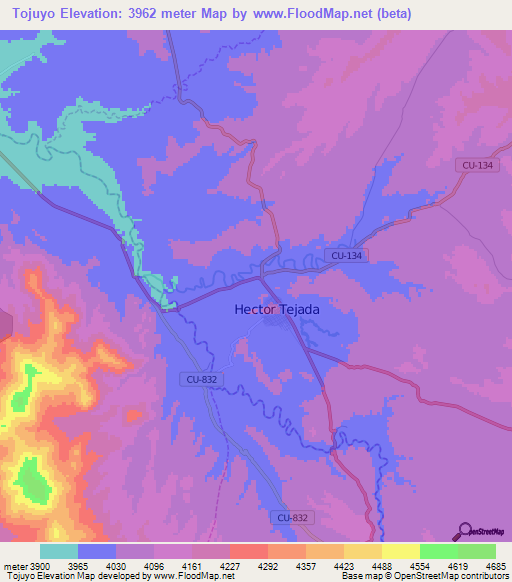 Tojuyo,Peru Elevation Map