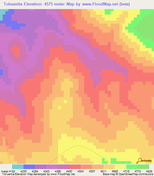 Tohuentia,Peru Elevation Map