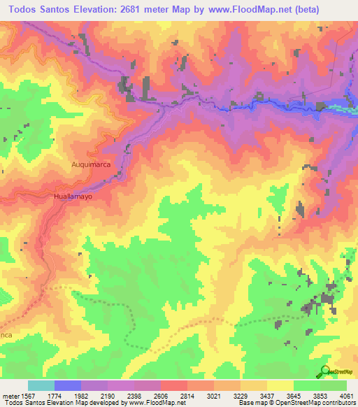 Todos Santos,Peru Elevation Map