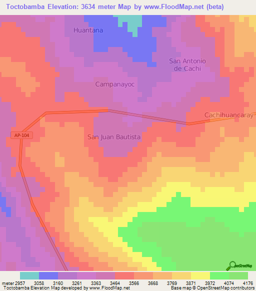 Toctobamba,Peru Elevation Map