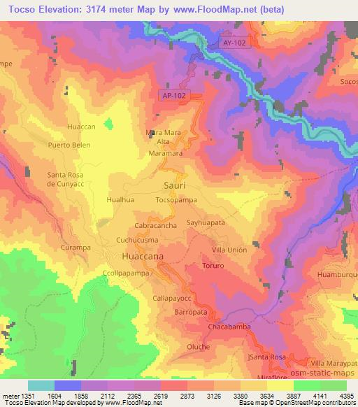 Tocso,Peru Elevation Map