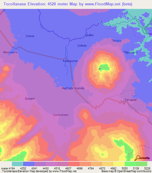 Tocollanasa,Peru Elevation Map
