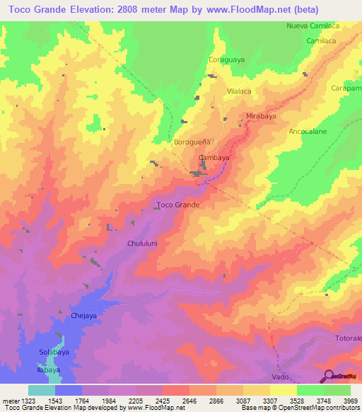 Toco Grande,Peru Elevation Map