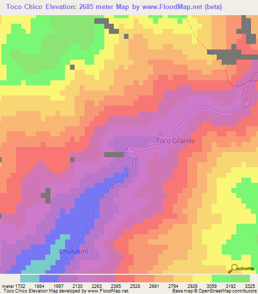 Toco Chico,Peru Elevation Map