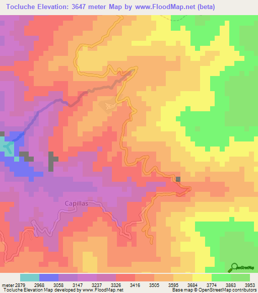 Tocluche,Peru Elevation Map
