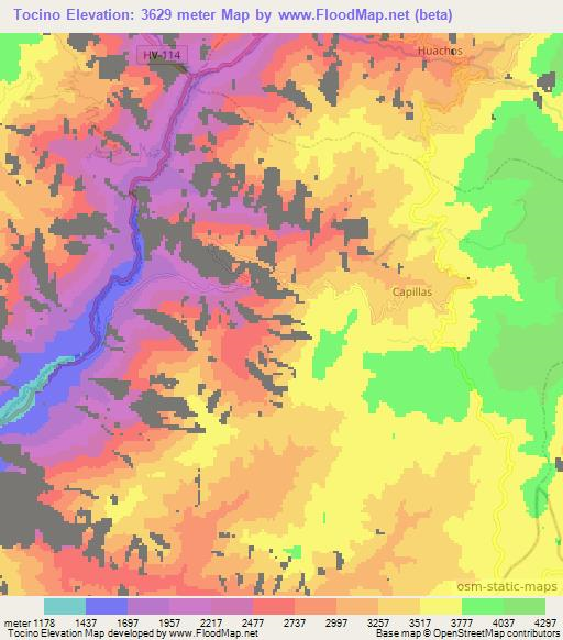 Tocino,Peru Elevation Map