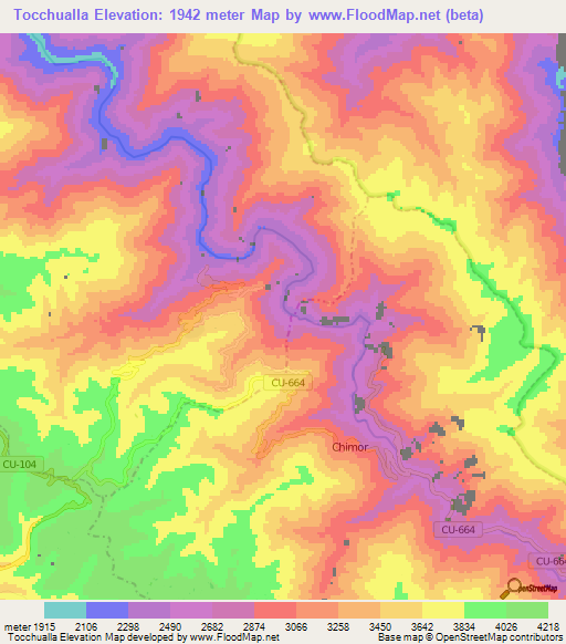 Tocchualla,Peru Elevation Map