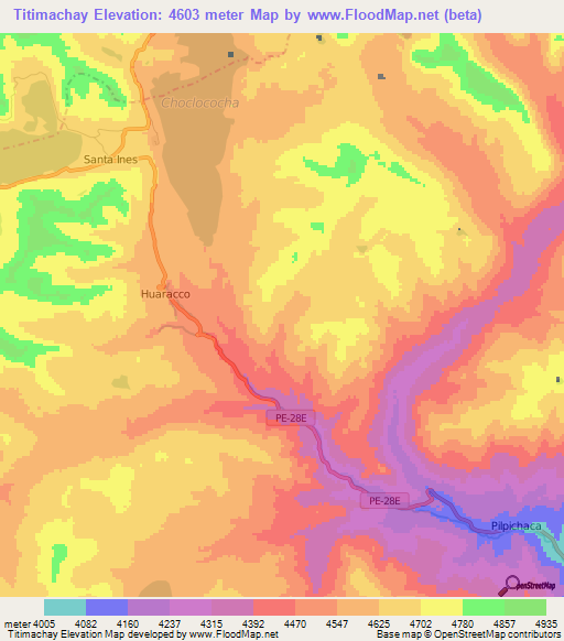Titimachay,Peru Elevation Map