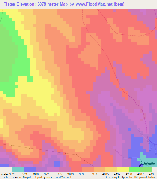 Tistes,Peru Elevation Map